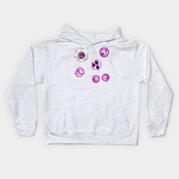 White Blood Cells WBCs Pattern Monocytes Kids Hoodie by labstud